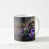Niedlicher Februar-Igel mit Amethyst-Herz Kaffeetasse (VorderseiteRechts)