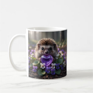 Niedlicher Februar-Igel mit Amethyst-Herz Kaffeetasse