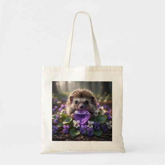 Niedlicher Februar-Igel mit Amethyst-Herz Tragetasche (Vorne)