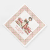 Niedlicher Feengarten-Geburtstag Rosa Blumige Part Serviette (Ecke)
