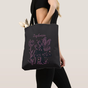 Niedlicher Feenpilz und schwarze und rosa Blume Tasche