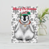 Niedlicher Feiertag Pinguin Glitzer Schneeflocken Feiertagskarte (Stehend Vorderseite)
