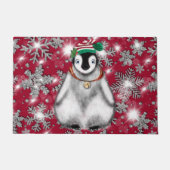 Niedlicher Feiertag Pinguin Glitzer Schneeflocken Fußmatte (Vorderseite)