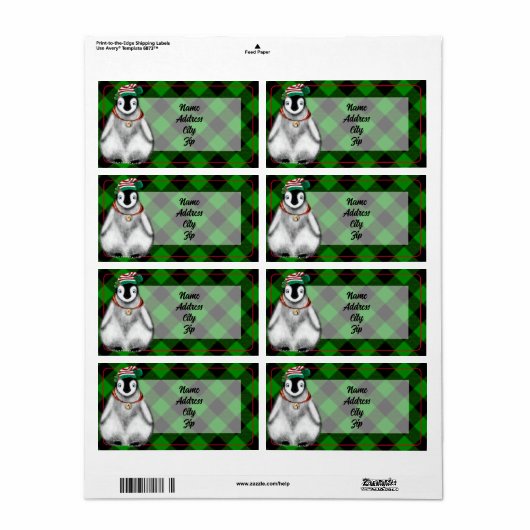 Niedlicher Feiertag Pinguin grün kariert (Vorne)