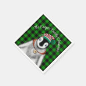 Niedlicher Feiertag Pinguin grün kariert Serviette (Ecke)