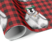 Niedlicher Feiertag Pinguin Rot kariert Geschenkpapier (Rolleneckpunkt)