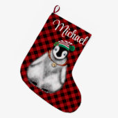 Niedlicher Feiertag Pinguin Rot kariert Großer Weihnachtsstrumpf (Vorderansicht (hängend))