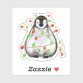 Niedlicher Feiertag Pinguine | grün kariert Aufkleber (Blatt)