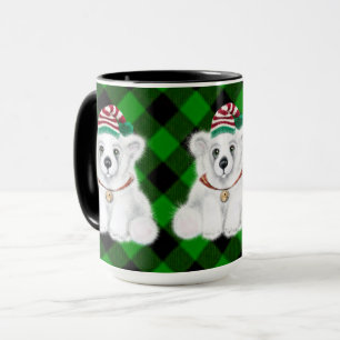 Niedlicher Feiertag Polar Bär grün kariert Tasse