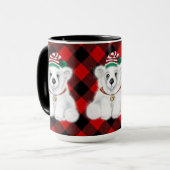 Niedlicher Feiertag Polar Bär kariert Tasse (Vorderseite Links)