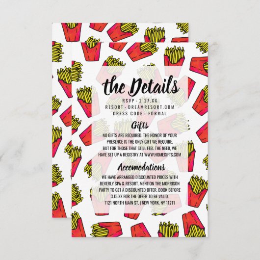 Niedlicher Feinschmecker Französisch Fries Muster Begleitkarte (Vorne/Hinten)