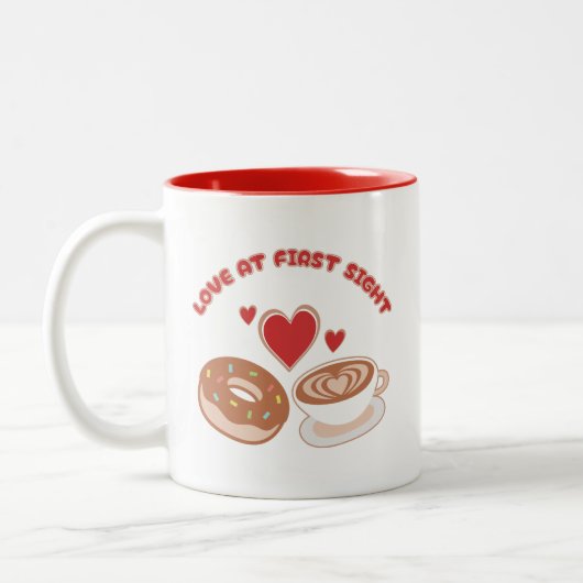 Niedlicher Feinschmecker Kaffee und Donut Tasse (Links)