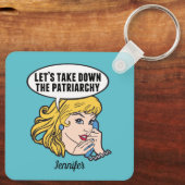 Niedlicher feministischer Pop Art Anti Patriarchat Schlüsselanhänger (Rückseite)