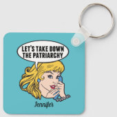 Niedlicher feministischer Pop Art Anti Patriarchat Schlüsselanhänger (Rückseite)
