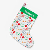 Niedlicher festlicher Hund PAWS Personalisiert Kleiner Weihnachtsstrumpf (Vorderansicht (hängend))