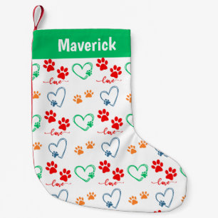 Niedlicher festlicher Hund PAWS Personalisiert Kleiner Weihnachtsstrumpf