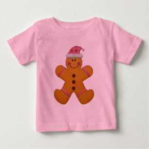 Niedlicher festlicher Lebkuchenmann in Rosa Baby T-shirt