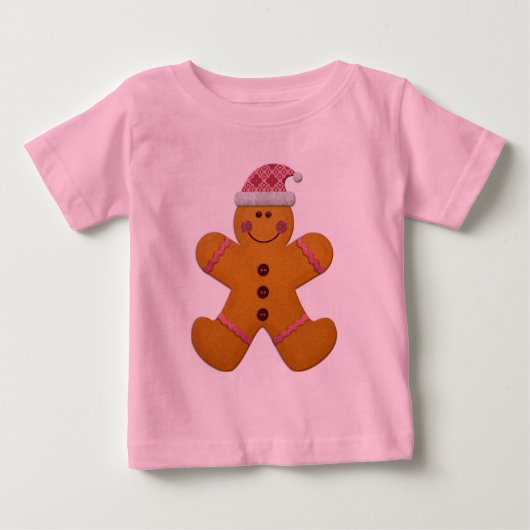 Niedlicher festlicher Lebkuchenmann in Rosa Baby T-shirt (Vorderseite)