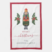 Niedlicher festlicher Nutcracker Frohe Weihnachten Geschirrtuch (Vertikal)