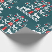 Niedlicher festlicher Skandi Blauer Weihnachtsbaum Geschenkpapier (Ecke)