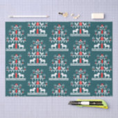 Niedlicher festlicher Skandi Blauer Weihnachtsbaum Seidenpapier (Handwerk)