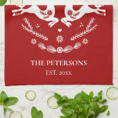 Niedlicher festlicher Skandi Geschirrtuch (Gefaltet)