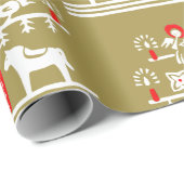 Niedlicher festlicher Skandi Gold Roter Weihnachts Geschenkpapier (Rolleneckpunkt)