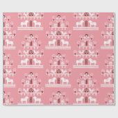 Niedlicher festlicher Skandi Grün Rosa Weihnachtsb Geschenkpapier (Flach)