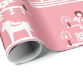 Niedlicher festlicher Skandi Grün Rosa Weihnachtsb Geschenkpapier (Rolleneckpunkt)