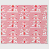 Niedlicher festlicher Skandi Grün Rosa Weihnachtsb Geschenkpapier (Flach)