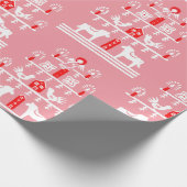 Niedlicher festlicher Skandi Grün Rosa Weihnachtsb Geschenkpapier (Ecke)