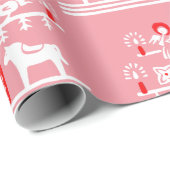 Niedlicher festlicher Skandi Grün Rosa Weihnachtsb Geschenkpapier (Rolleneckpunkt)