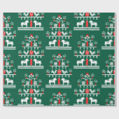 Niedlicher festlicher Skandi Grüner Weihnachtsbaum Geschenkpapier (Flach)