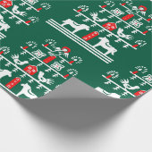 Niedlicher festlicher Skandi Grüner Weihnachtsbaum Geschenkpapier (Ecke)