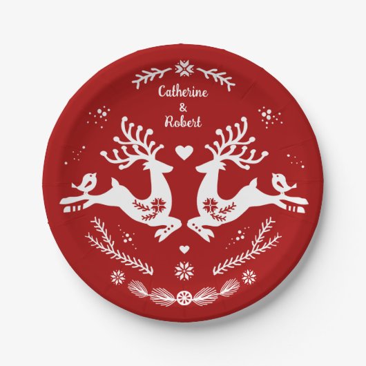 Niedlicher festlicher Skandi Pappteller (Vorderseite)