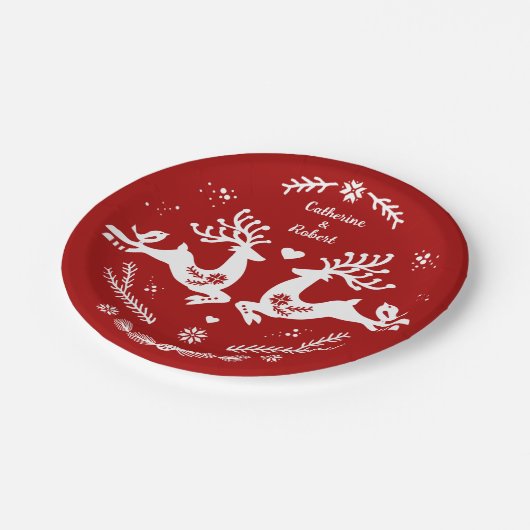 Niedlicher festlicher Skandi Pappteller (Schrägansicht)