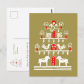 Niedlicher festlicher Skandi Red Gold Weihnachtsba Postkarte (Vorne/Hinten)