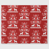 Niedlicher festlicher Skandi Roter Weihnachtsbaum Geschenkpapier (Flach)