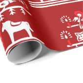 Niedlicher festlicher Skandi Roter Weihnachtsbaum Geschenkpapier (Rolleneckpunkt)