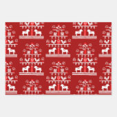 Niedlicher festlicher Skandi Roter Weihnachtsbaum Geschenkpapier Set (Vorderseite)