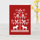 Niedlicher festlicher Skandi Roter Weihnachtsbaum Karte (Gelbe Blume)