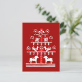 Niedlicher festlicher Skandi Roter Weihnachtsbaum Postkarte (Stehend Vorderseite)