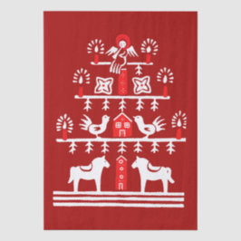 Niedlicher festlicher Skandi Roter Weihnachtsbaum Seidenpapier