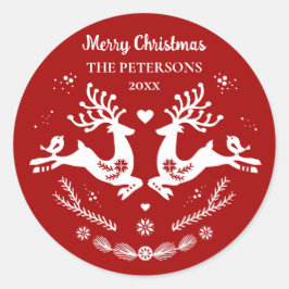 Niedlicher festlicher Skandi Runder Aufkleber