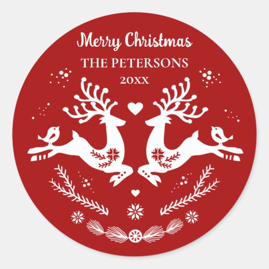 Niedlicher festlicher Skandi Runder Aufkleber (Vorderseite)