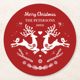 Niedlicher festlicher Skandi Runder Pappuntersetzer