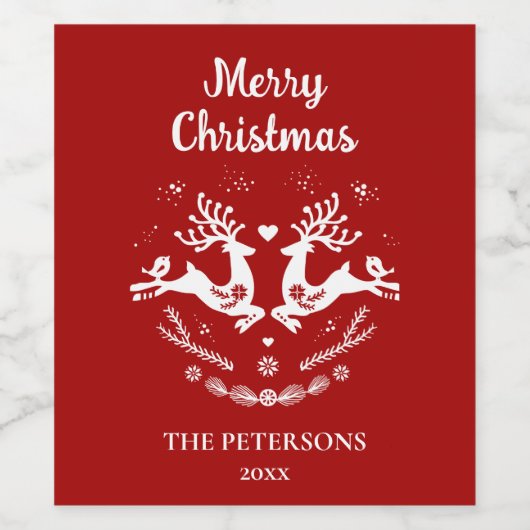 Niedlicher festlicher Skandi Weinetikett (Einzelnes Label)