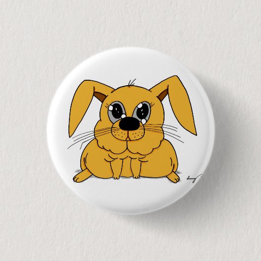 Niedlicher Fett-Bunny-Round-Button Button (Vorderseite)