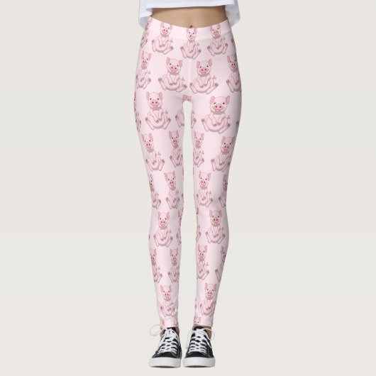 Niedlicher Fett Rosa Gürtelschwanz Leggings (Vorderseite)