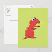 Niedlicher Feueratmer Cartoon T-Rex Dinosaurier Postkarte (Vorne/Hinten)